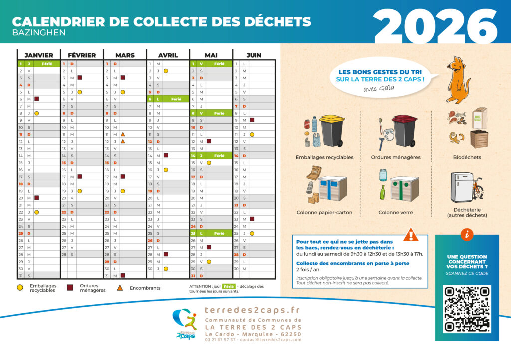 Jours et calendrier des collectes