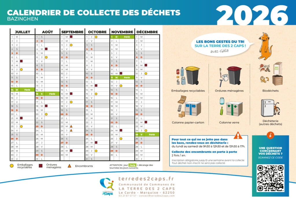 Jours et calendrier des collectes